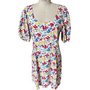 NWT Rixo x Target Floral Linen Blend Puff Sleeve Minidress Size 14